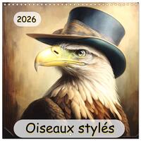 Image de Oiseaux Stylés (Calendrier mural carré 2026 30x30 cm) Calendrier double avec une page pour vos prises de notes