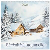 Image de Sérénité à l'aquarelle (Calendrier mural carré 2026 30x30 cm) Calendrier double avec une page pour vos prises de notes