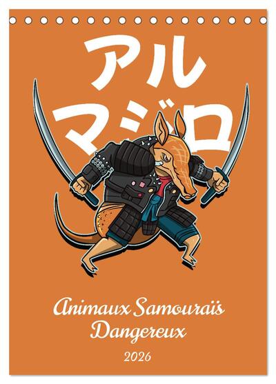 Picture of Animaux Samouraïs Dangereux (Calendrier de bureau 2026 DIN A5 horizontal), CALVENDO calendrier mensuel