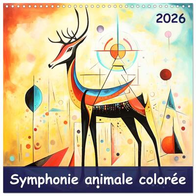 Image de Symphonie animale colorée (Calendrier mural carré 2026 30x30 cm) Calendrier double avec une page pour vos prises de notes