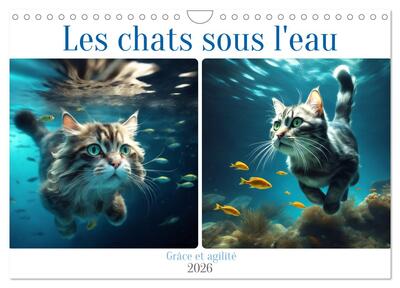 Picture of Les chats sous l'eau (Calendrier mural 2026 DIN A4 vertical), CALVENDO calendrier mensuel