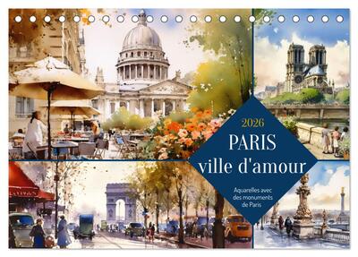 Picture of Paris, ville d'amour (Calendrier de bureau 2026 DIN A5 vertical), CALVENDO calendrier mensuel