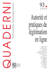 Picture of QUADERNI, N  93/PRINTEMPS 2017. AUTORITE ET PRATIQUES DE LEGITIMATION