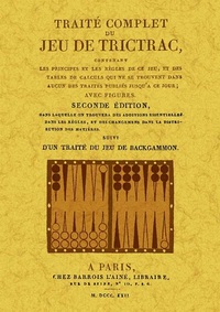 Picture of TRAITE COMPLET DU JEU DE TRICTRAC, SUIVI D'UN TRAITE DU JEU DE BACKGAMMON