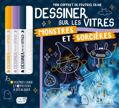 Image de MON COFFRET DE FEUTRES CRAIE - DESSINER SUR LES VITRES MONSTRES ET SORCIÈRES