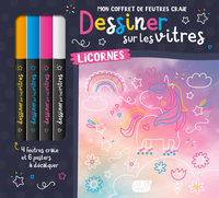 Image de Mon coffret de feutres craie - Dessiner sur les vitres - Licornes