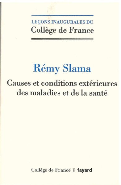 Image de CAUSES ET CONDITIONS EXTERIEURES DES MALADIES ET DE LA SANTE