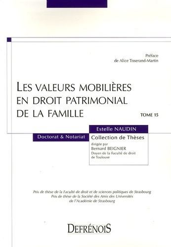Image de LES VALEURS MOBILIÈRES EN DROIT PATRIMONIAL DE LA FAMILLE