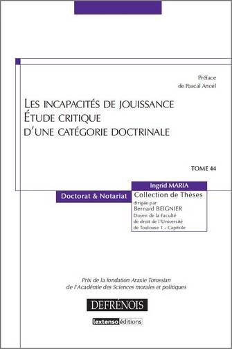 Image de les incapacités de jouissance. étude critique d'une catégorie doctrinale