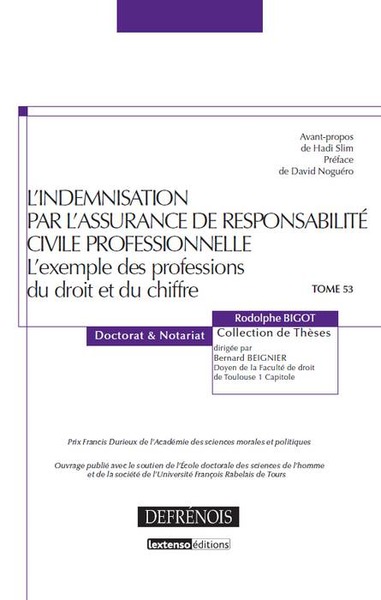 Image de L'INDEMNISATION PAR L'ASSURANCE DE RESPONSABILITÉ CIVILE PROFESSIONNELLE