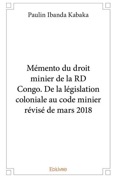 Image de Mémento du droit minier de la RD Congo.