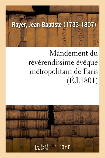 Image de Mandement du révérendissime évêque métropolitain de Paris