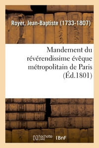 Image de Mandement du révérendissime évêque métropolitain de Paris