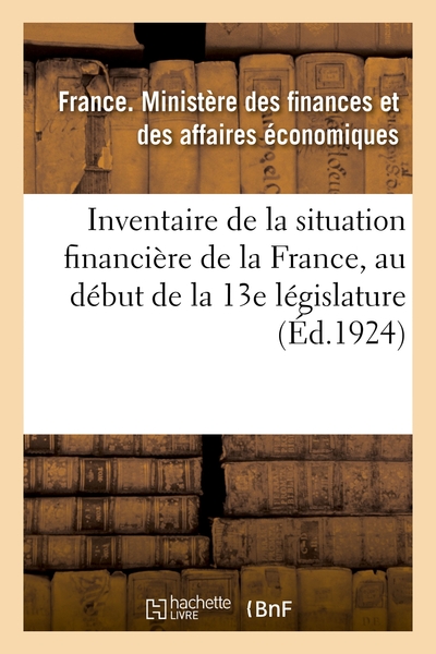 Image de Inventaire de la situation financière de la France, au début de la 13e législature