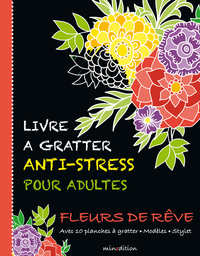 Image de livre a gratter anti-stress pour adultes - fleurs de reve
