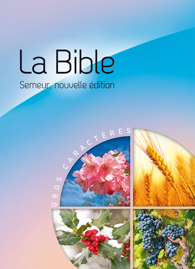 Image de La Bible Version Semeur 2015 avec gros caractères - Couverture rigide bleue et rose illustrée