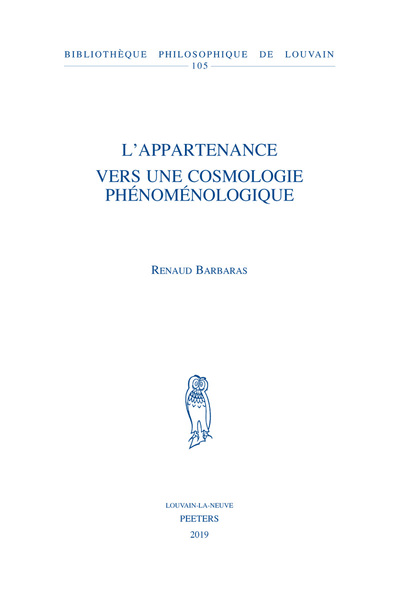 Picture of L'APPARTENANCE VERS UNE COSMOLOGIE PHENOMENOLOGIQUE
