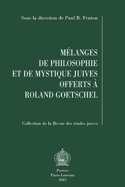 Image de Mélanges de philosophie et de mystique juives offerts à Roland Goetschel