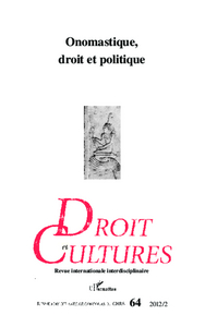 Picture of Onomastique, droit et politique