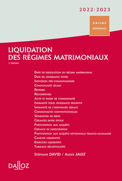 Image de Liquidation des régimes matrimoniaux 2022/2023. 5e éd.