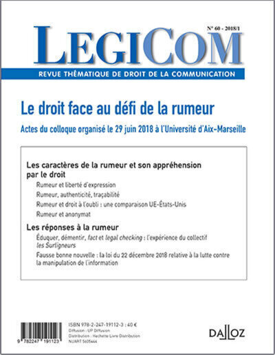 Picture of Legicom - N° 60 2018/1 - Le droit face au défi de la rumeur
