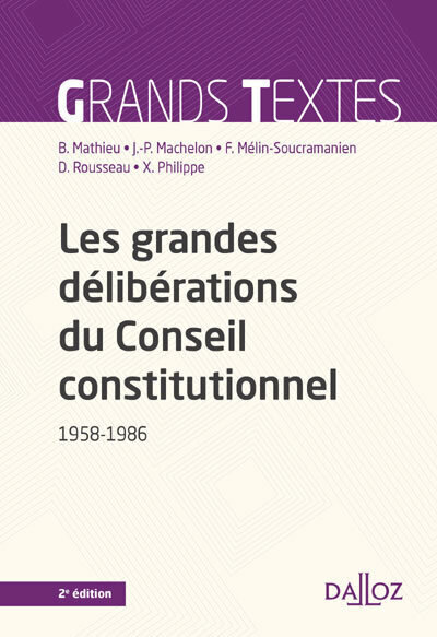 Image de Les grandes délibérations du Conseil constitutionnel 1958-1986. 2e éd.
