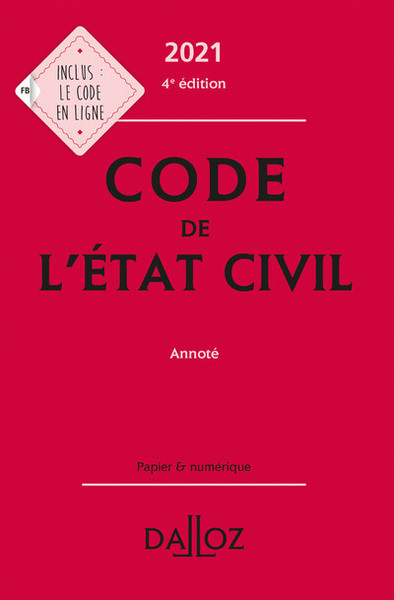Image de Code de l'état civil 2021, annoté. 4e éd.
