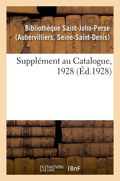 Picture of Supplément au Catalogue, 1928