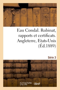 Image de Eau Condal. Rubinat, rapports et certificats. Série 3. Angleterre, Etats-Unis