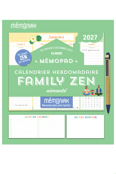 Picture of Mémopad calendrier hebdomadaire aimanté 2027 Family zen 12 mois
