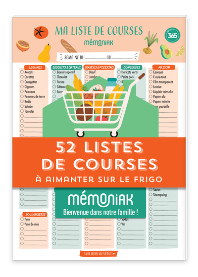 Image de 52 listes de courses Mémoniak - bloc aimanté à compléter