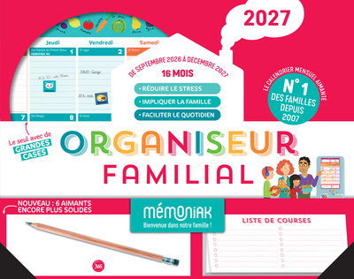 Image de Organiseur familial Mémoniak 2027, calendrier organisation familiale mensuel (sept. 2026- déc. 2027)