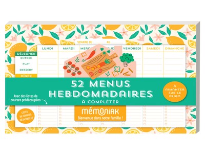 Image de Bloc aimanté de 52 menus hebdomadaires à compléter Mémoniak