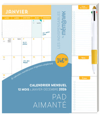 Image de Calendrier mensuel janv-déc 2026 - Pad aimanté avec stylo 4 couleurs