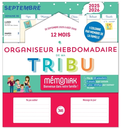 Picture of Organiseur hebdomadaire de ma tribu Mémoniak 2025-2026 par colonne
