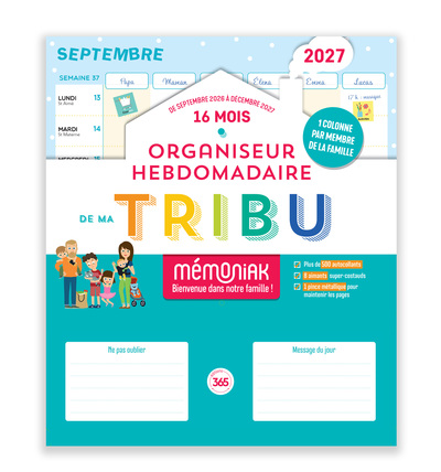 Image de Organiseur de ma tribu Mémoniak 2027 -16 mois, septembre 2026-décembre 2027