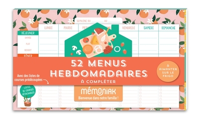 Image de Bloc aimanté de 52 menus hebdomadaires à compléter Mémoniak