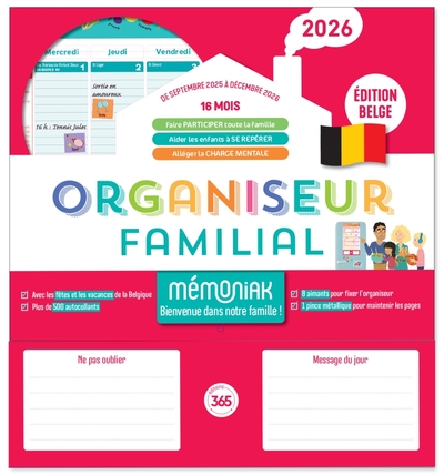 Image de Organiseur familial Mémoniak 2026 spécial Belgique