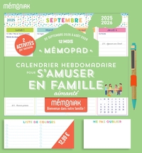 Image de Mémopad calendrier hebdomadaire bloc aimanté 2026 pour s'amuser en famille, sept. 2025-août 2026