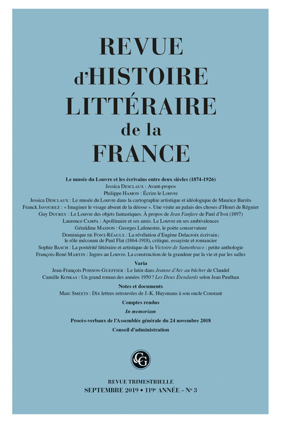 Image de Revue d'Histoire littéraire de la France
