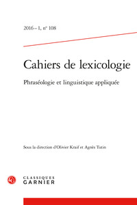 Picture of Cahiers de lexicologie