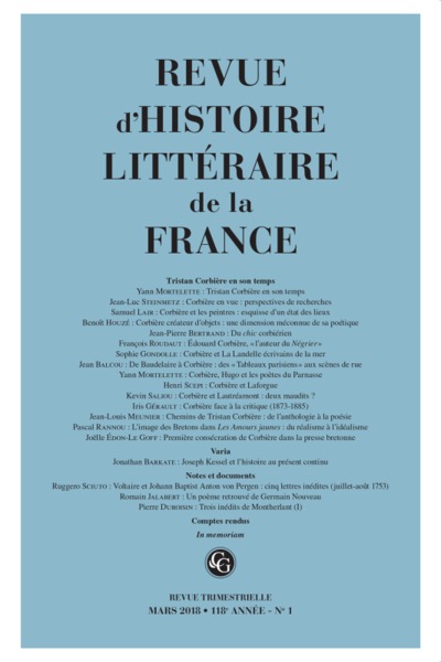 Image de Revue d'Histoire littéraire de la France