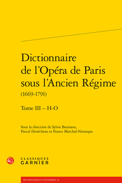 Picture of Dictionnaire de l'Opéra de Paris sous l'Ancien Régime