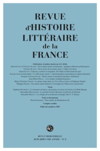 Image de Revue d'Histoire littéraire de la France