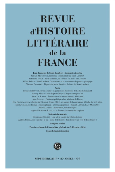Image de Revue d'Histoire littéraire de la France