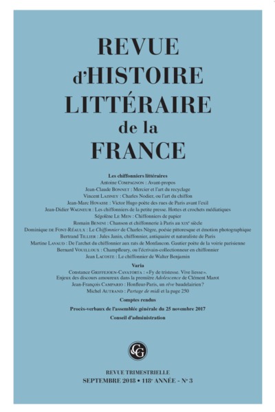 Image de Revue d'Histoire littéraire de la France