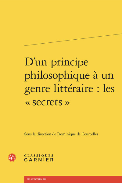Picture of D'un principe philosophique à un genre littéraire : les « secrets »