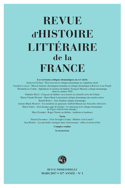Image de Revue d'Histoire littéraire de la France