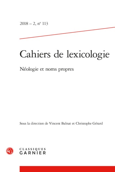 Picture of Cahiers de lexicologie