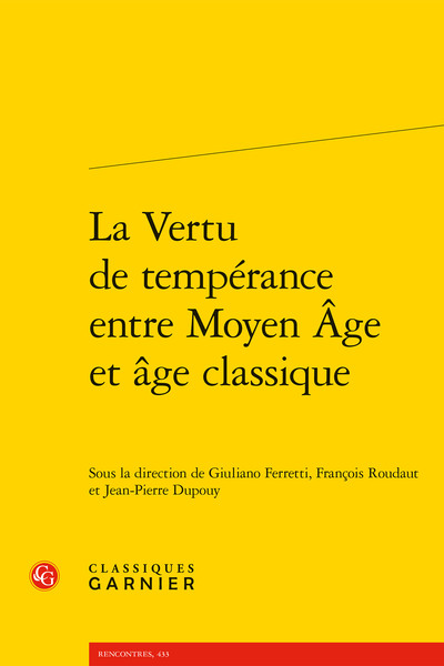 Image de La Vertu de tempérance entre Moyen Âge et âge classique